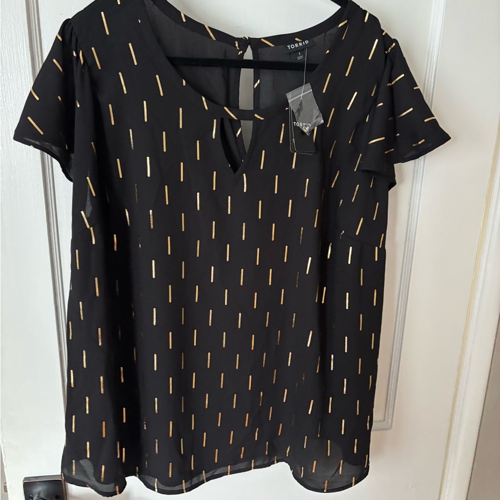 Torrid Black and Gold Boxy Blouse